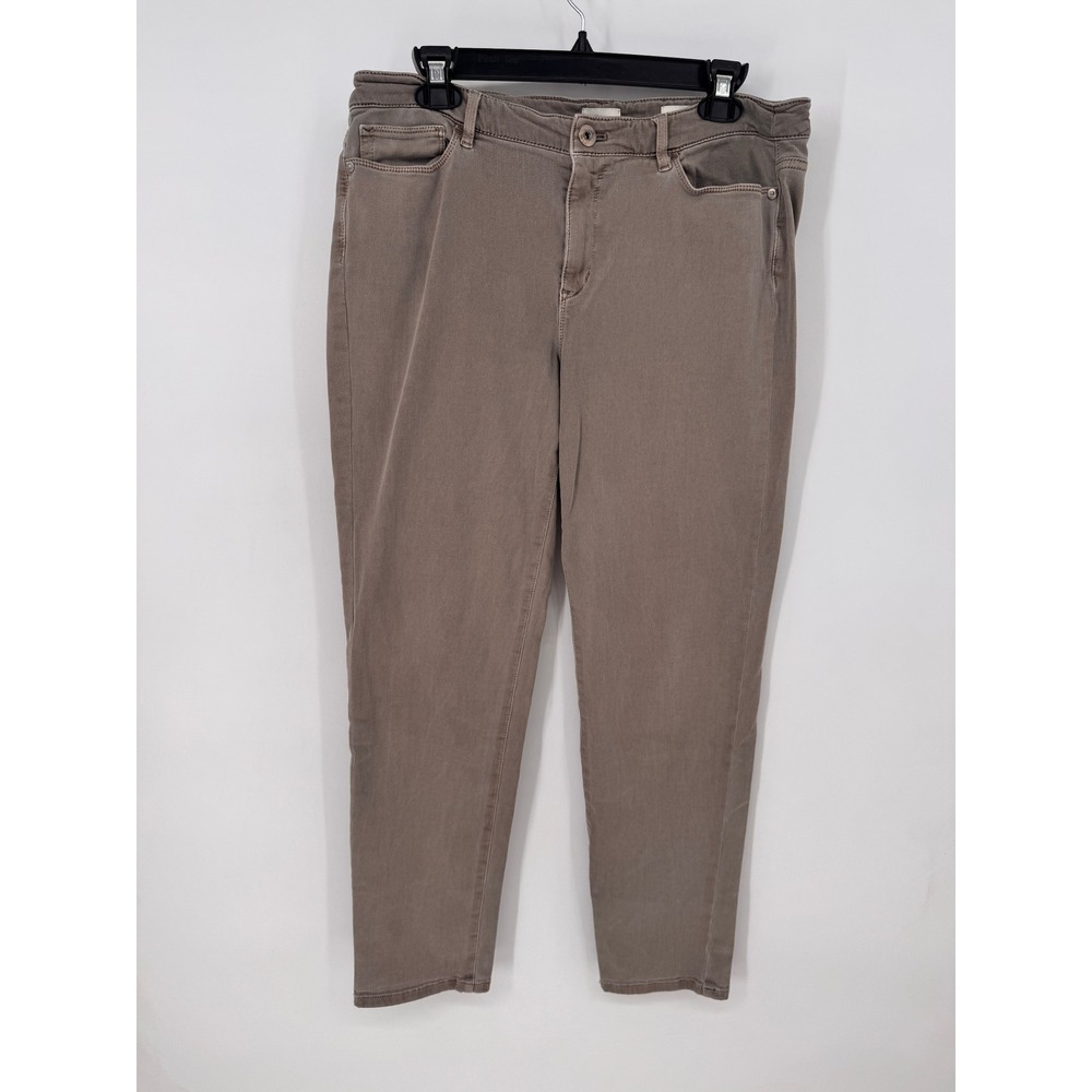 J.Jill Jeans Women 12R Brown EUC Boyfriend Straight-Leg Ankle Taupe Stretch